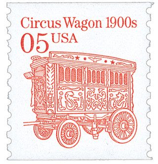 1992 5c Transportation Series: Circus Wagon 1900s (white background)