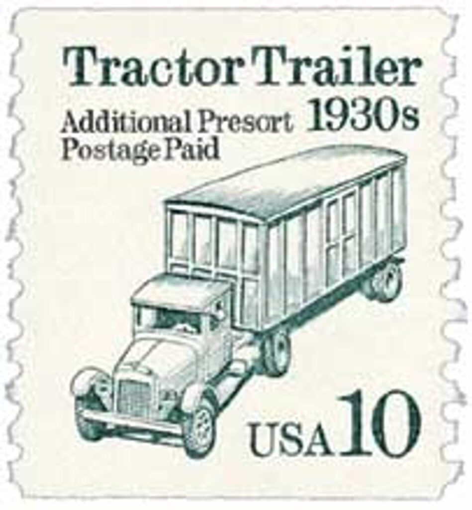 # 2457 - 1991 10c Transportation Series: Tractor Trailer, 1930s (cream background)