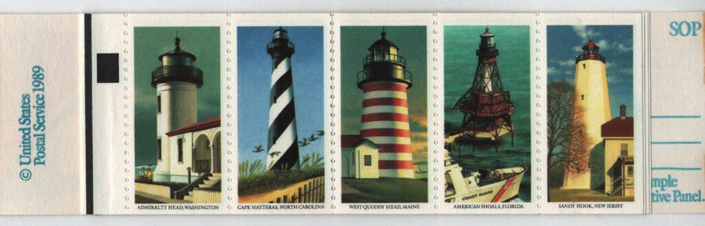 1990 25¢ Lighthouses, white ("USA 25") omitted
