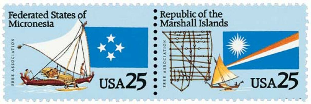 1990 25c Micronesia and Marshall Islands