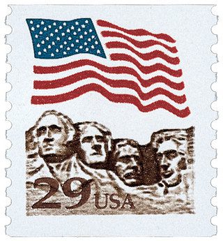 # 2523A - 1991 29c Flag over Mount Rushmore, gravure version