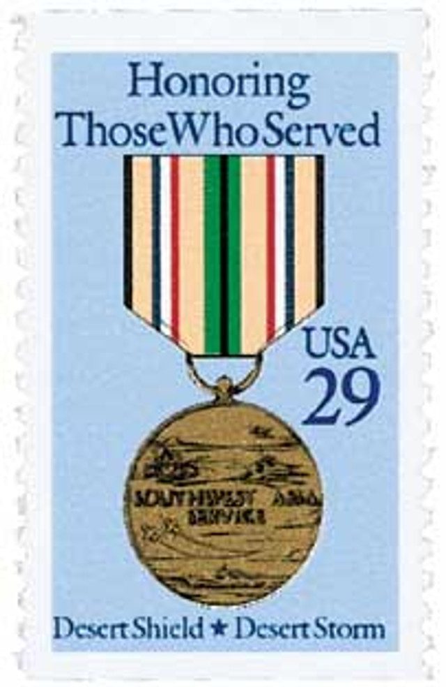 # 2552 - 1991 29c Desert Shield and Desert Storm Medal, booklet single
