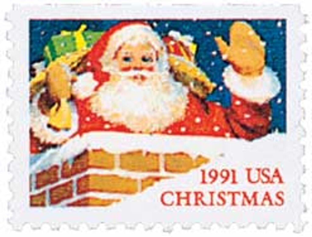 # 2580 - 1991 29c Contemporary Christmas: Santa in Chimney, booklet single