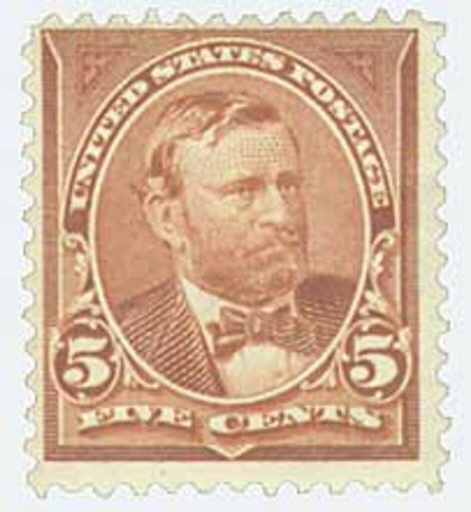 1895 5¢ Grant, chocolate, double line watermark