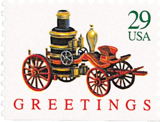 #2717 - 1992 29c Contemporary Christmas: Fire Pumper, booklet single