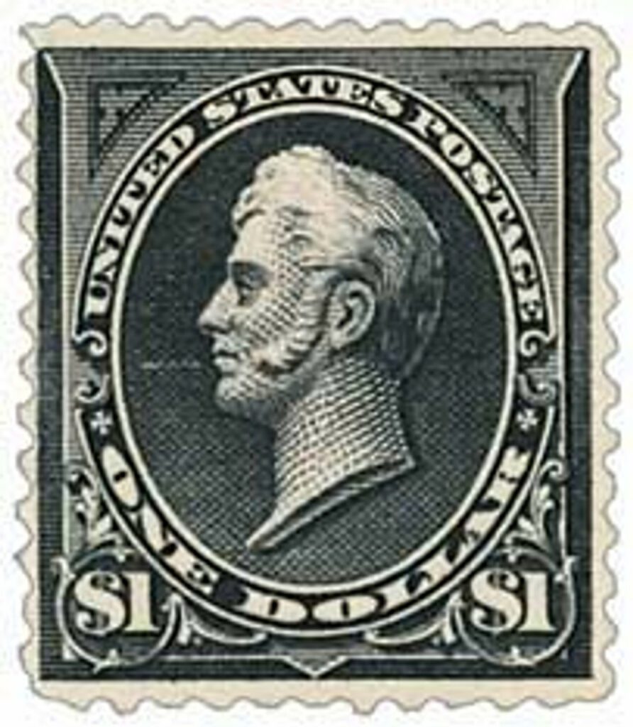 1895 $1 Perry, black, double line watermark, type I