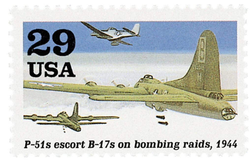 # 2838b - 1994 29c WWII: P-51s Escort B-17s on Bombing Raids