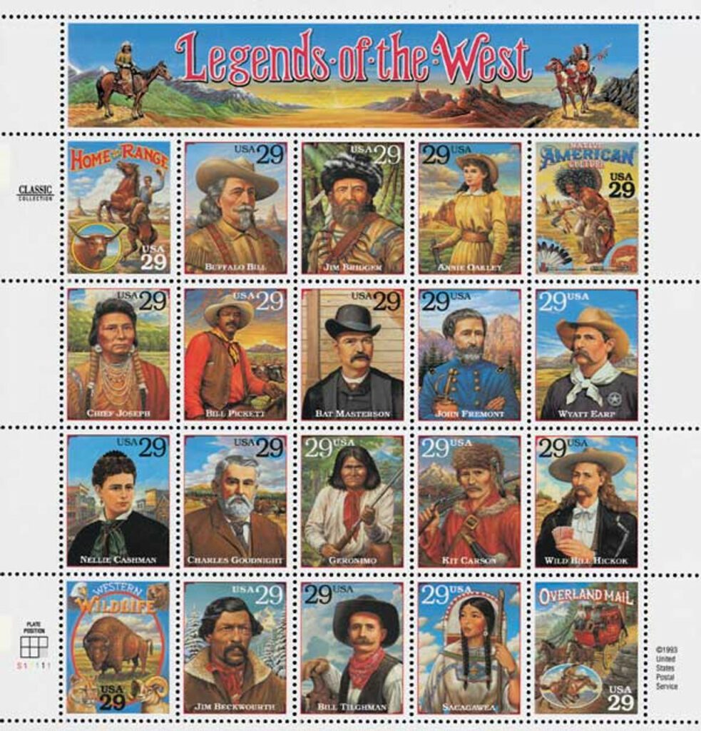 1994 29¢ Legends of the West, Error Sheet, 20 Stamps