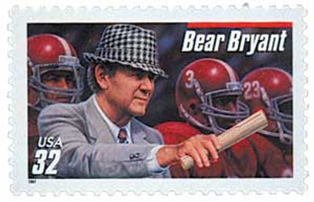 1997 32c Football Coaches: Bear Bryant, red bar