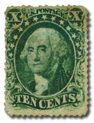 1857-61 10c Washington, green, type I