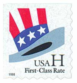 # 3269 - 1998 33c H-rate Uncle Sam's Hat, booklet single, 8 die cut