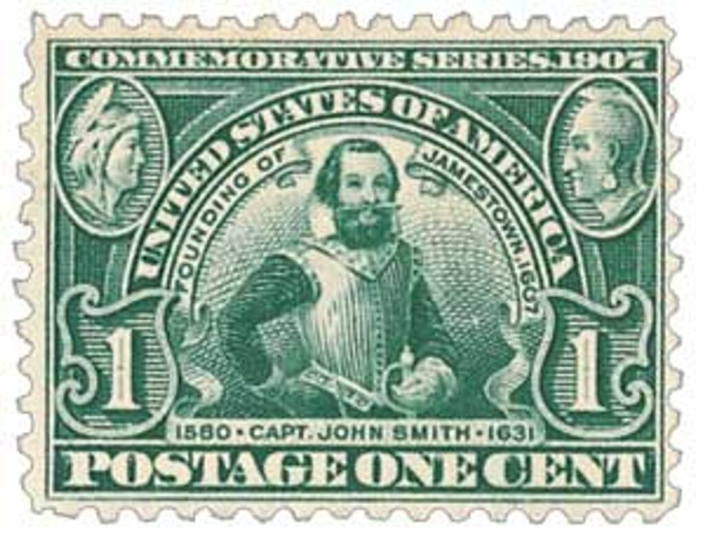 1907 1¢ Jamestown Commemorative: Captain John Smith, green
