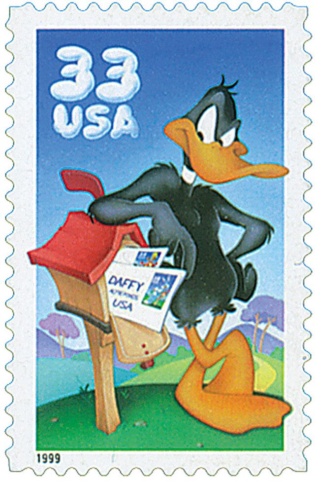 #3306a - 1999 33c Daffy Duck, single from pane of 10