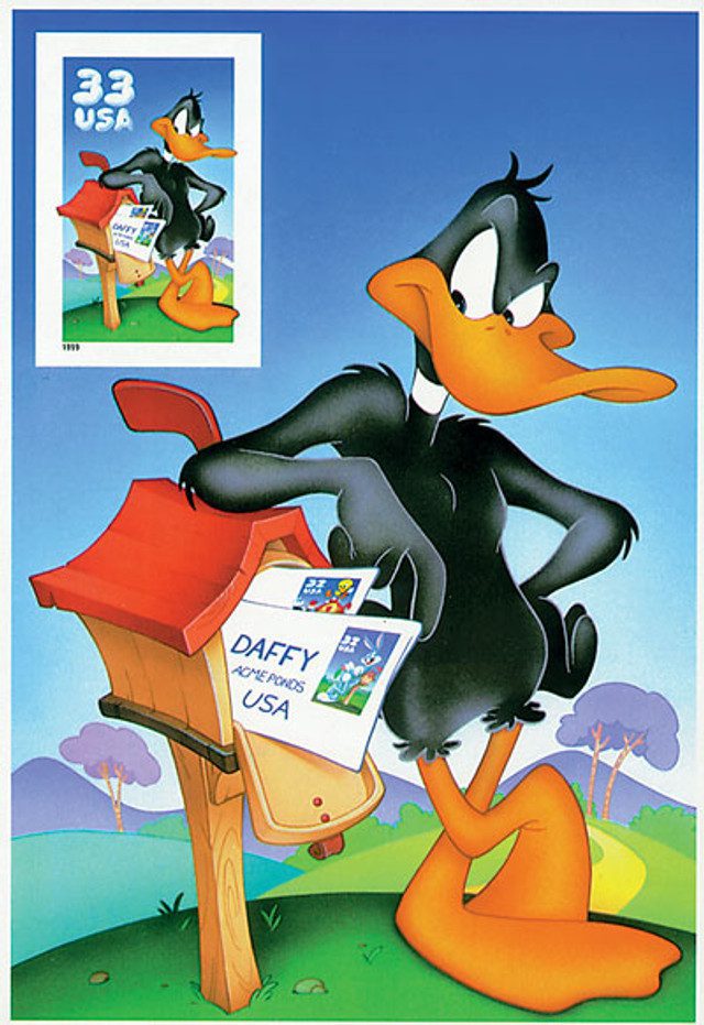 #3307c - 1999 33c Daffy Duck, 10TH Stamp Imperf Panel