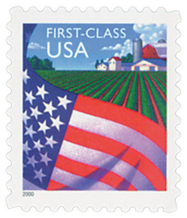 #3449 - 2000 34c Flag Over Farm, non-denominated, self-adhesive (Ashton Potter)
