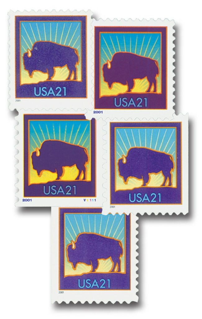 # 3467//3484A - 2001 Bison, collection of 5 stamps