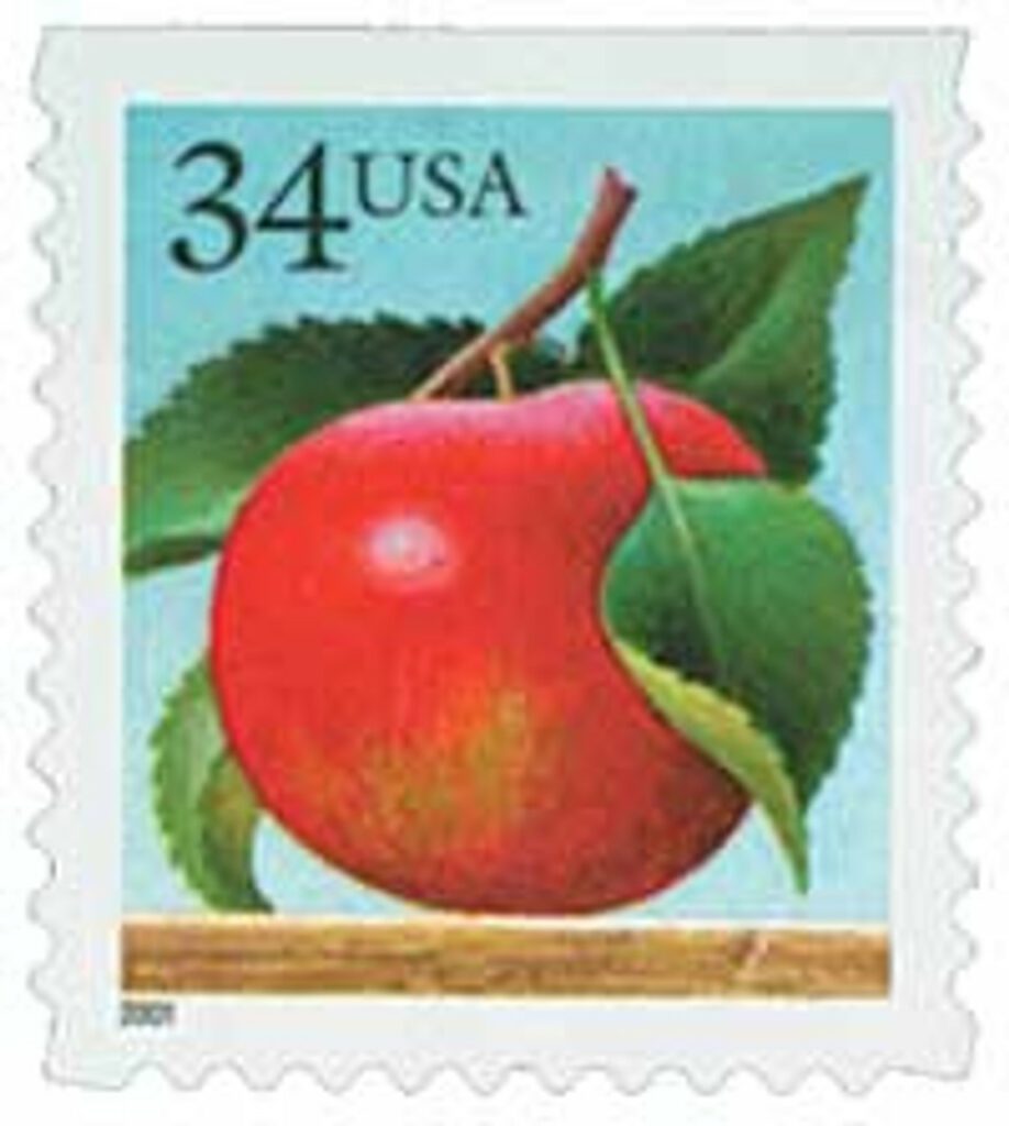 2001 34c Apple, booklet single