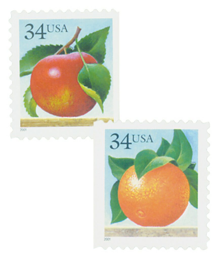 2001 34¢ Apple and Orange, self-adhesive booklet