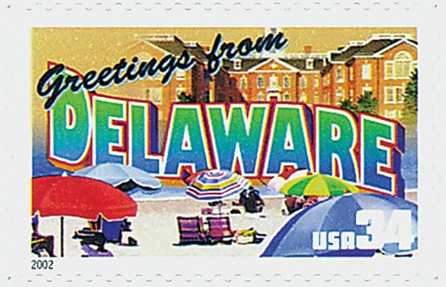# 3568 - 2002 34c Greetings From America: Delaware