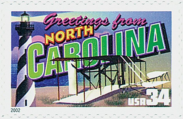 # 3593 - 2002 34c Greetings From America: North Carolina