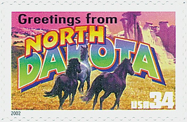 # 3594 - 2002 34c Greetings From America: North Dakota