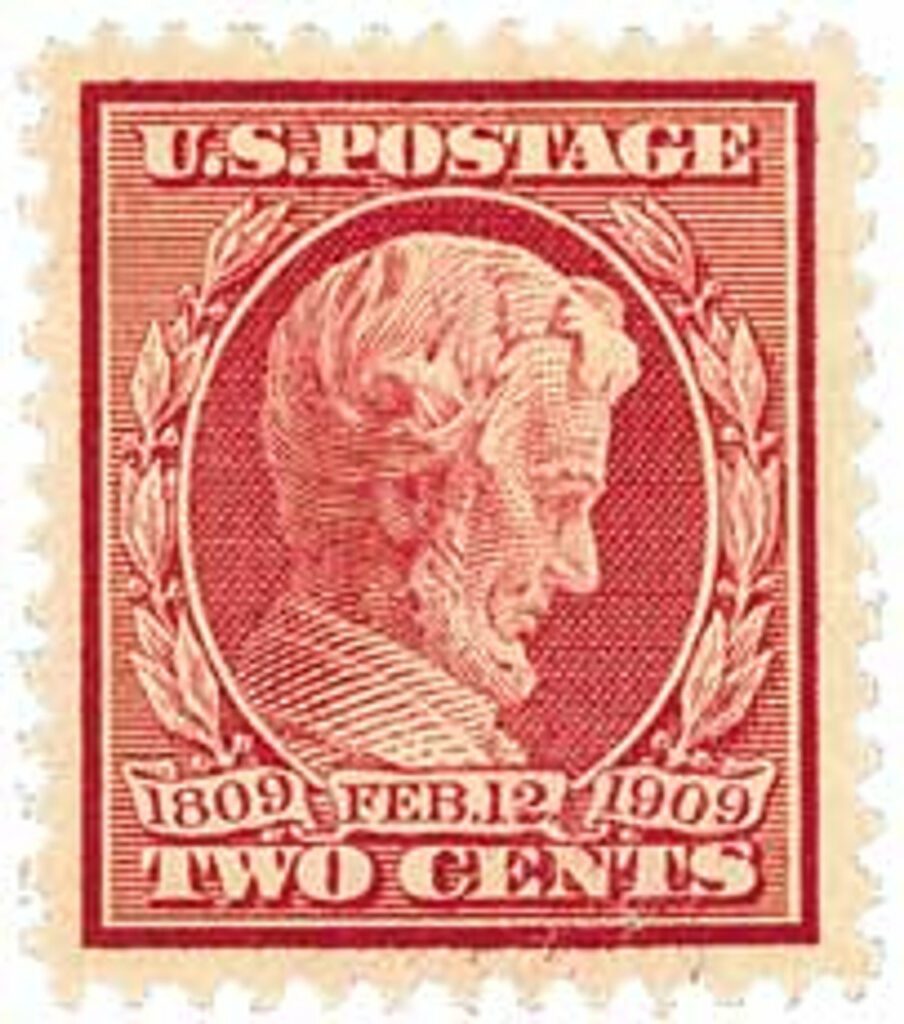 1909 2¢ Lincoln, carmine, perf 12
