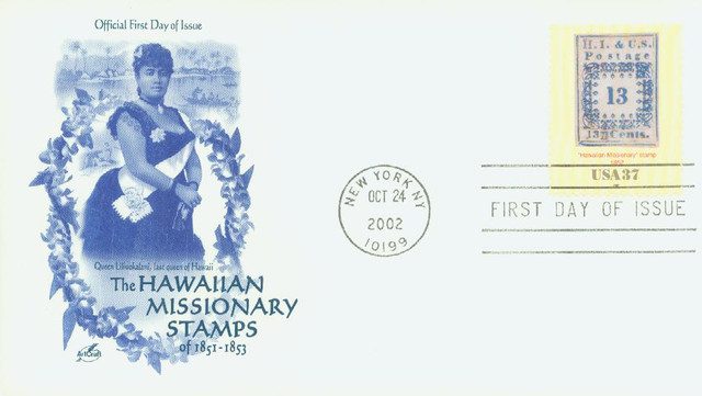 2002 37c Hawaii Scott 4 (13c of 1852) First Day Cover.