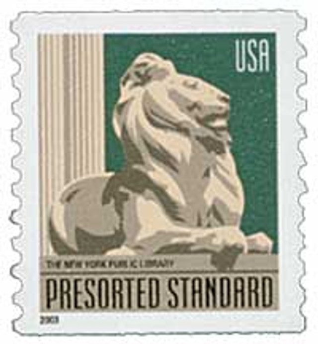 #3769 - 2003 10c NY Public Library Lion, non-denominational coil