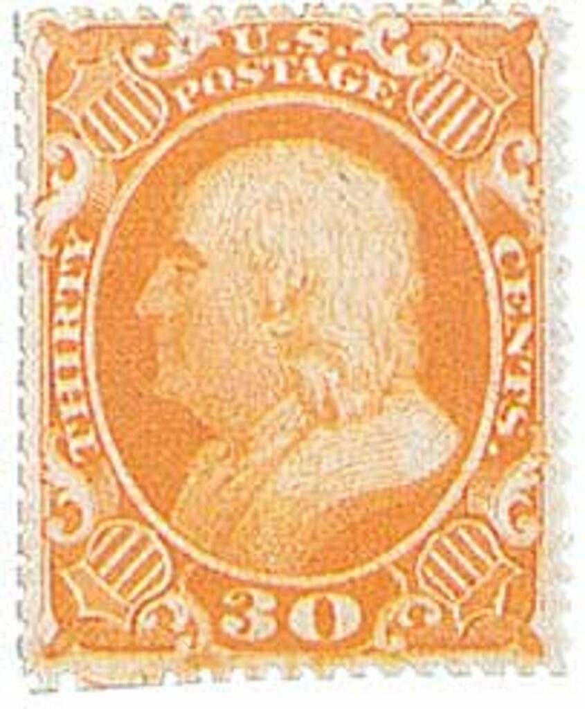 1860 30¢ Franklin, orange