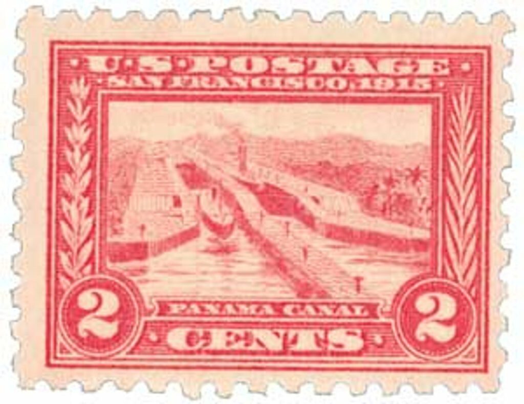 1915 2¢ Panama-Pacific Exposition: Panama Canal, carmine, perf 10