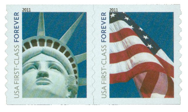 #4486-87 - 2010 First-Class Forever Stamp,Lady Liberty and U.S. Flag (Ashton Potter)
