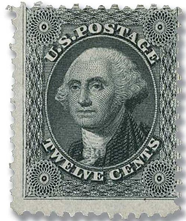#44 - 1875 12c Washington, Greenish Black, Perf. 12