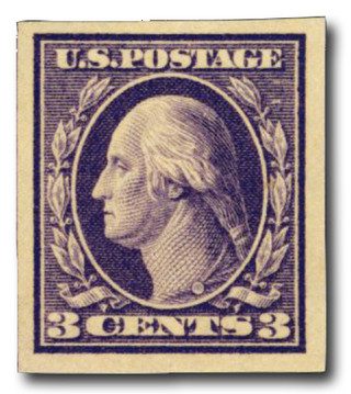 # 484 - 1918 3c Washington, violet, imperforate, type II