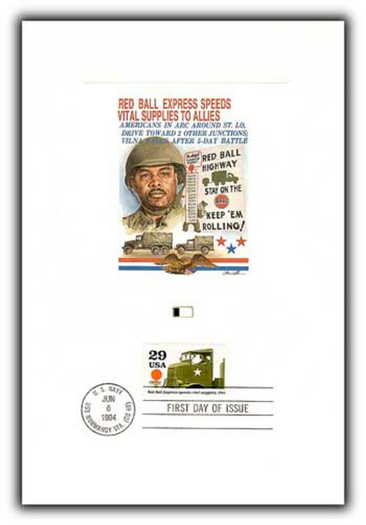 1994 Red Ball Express Speeds Supplies First Day Proof Card