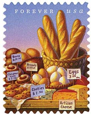 2014 First-Class Forever Stamp - Farmers Markets: Breads