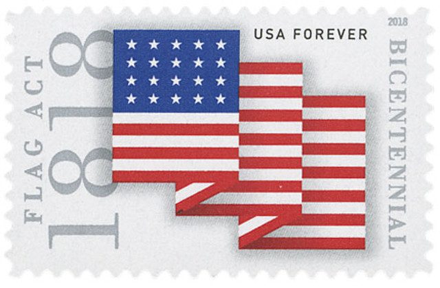 #5284 - 2018 First-Class Forever Stamp,Flag Act of 1818
