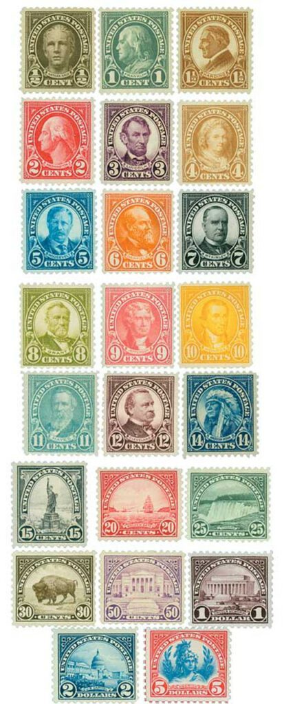 # 551-73 - 1922-25 Flat Plate Printing Perf. 11, Complete Set of 23 Stamps