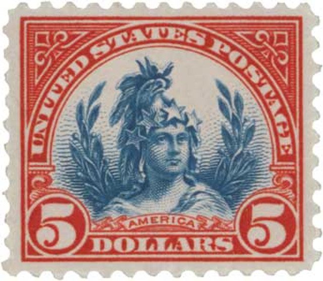 1922-25 $5 America, carmine and blue