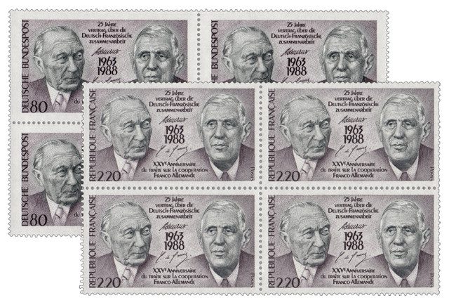 # 57468BP - 1988 Franco-German Treaty Joint Issue Stamp Blocks of 4 in Folio