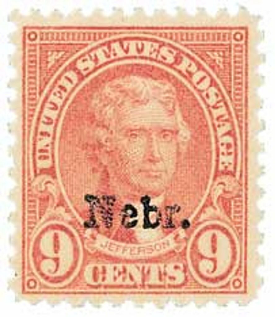 1929 9¢ Jefferson, light rose, Kansas-Nebraska overprints