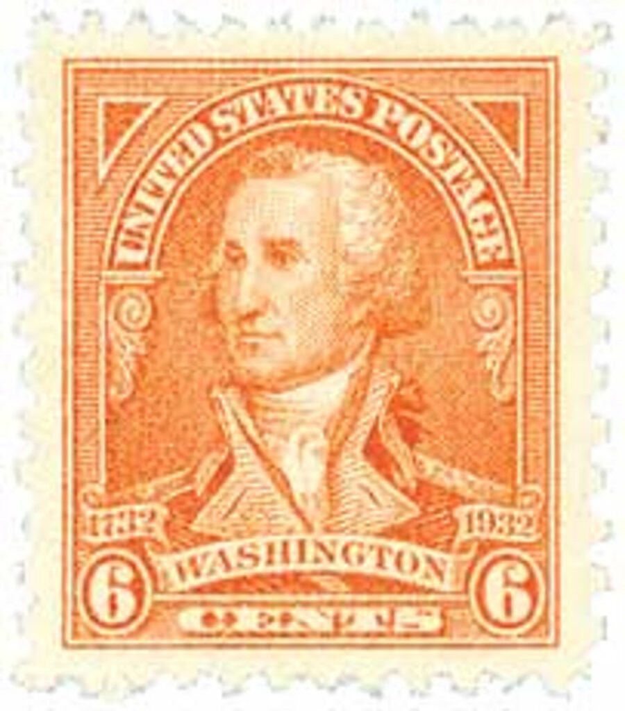 1932 Washington Bicentennial: 6¢ Washington by John Trumbull