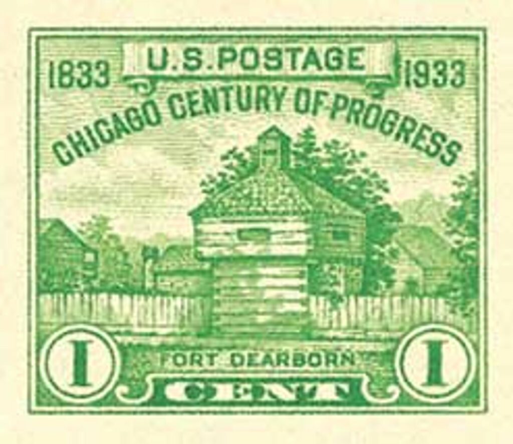 1933 1¢ Restoration of Fort Dearborn Imperf