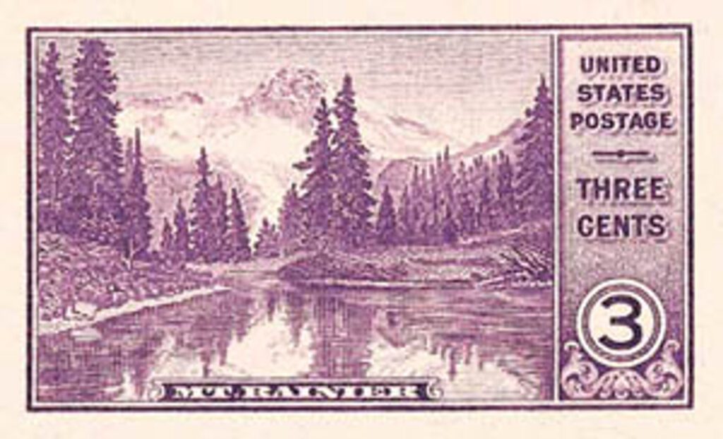 # 750a - 1934 3c Mt Rainier, imperf single