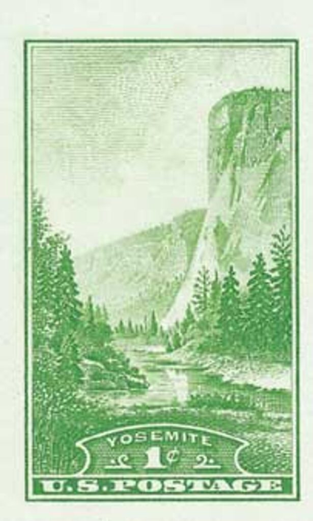 #756 - 1935 1c National Parks: Yosemite, imperf, no gum