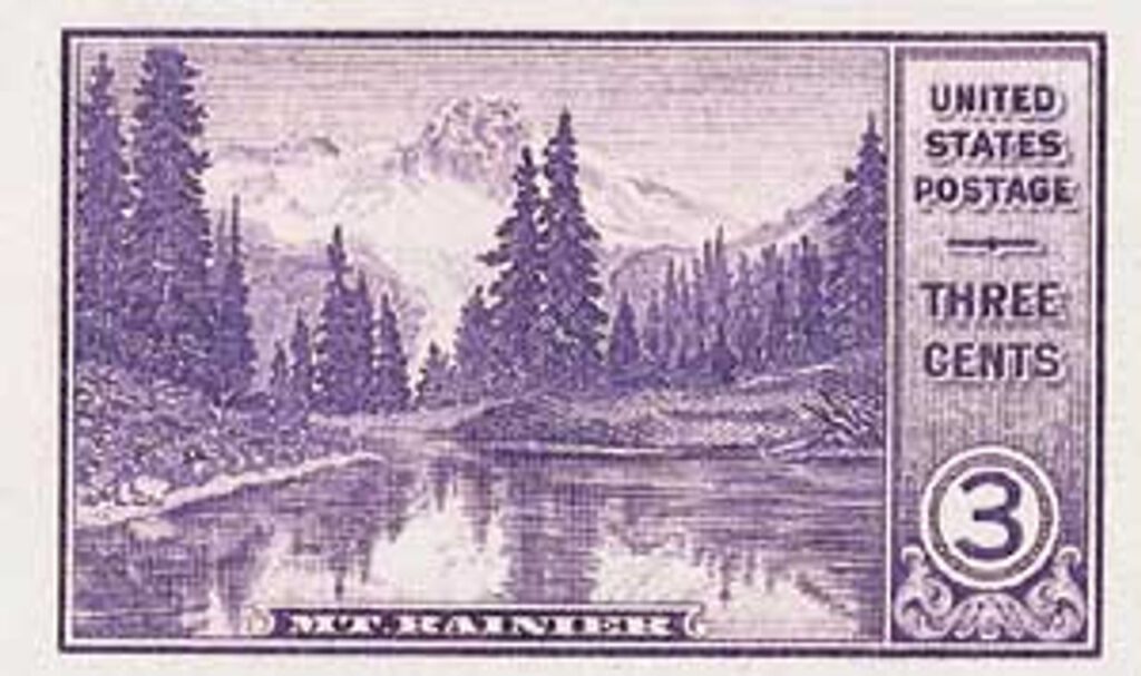#758 - 1935 3c National Parks: Mt. Rainier, imperf, no gum