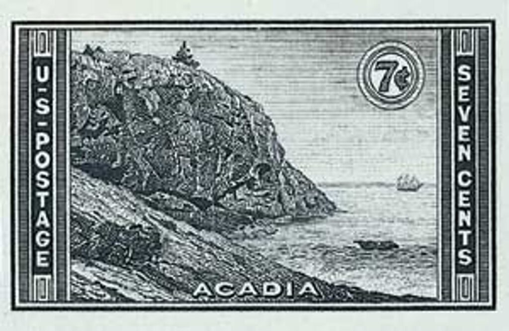 #762 - 1935 7c National Parks: Acadia, imperf, no gum