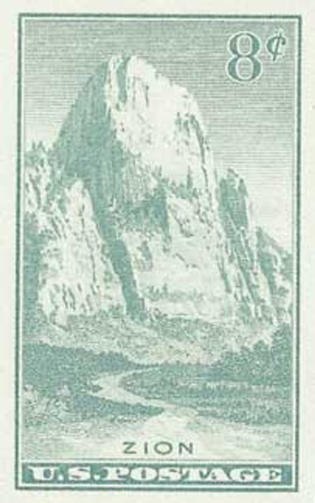 #763 - 1935 8c National Parks: Zion, imperf, no gum