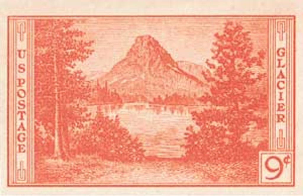 #764 - 1935 9c National Parks: Glacier National Park, imperf, no gum