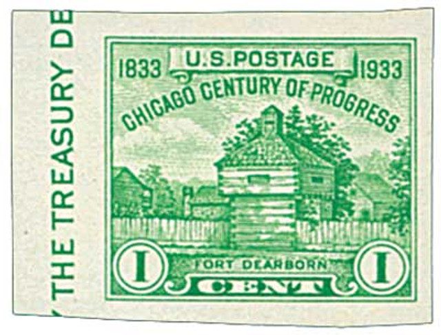 #766a - 1935 1c Restoration of Fort Dearborn, single stamp