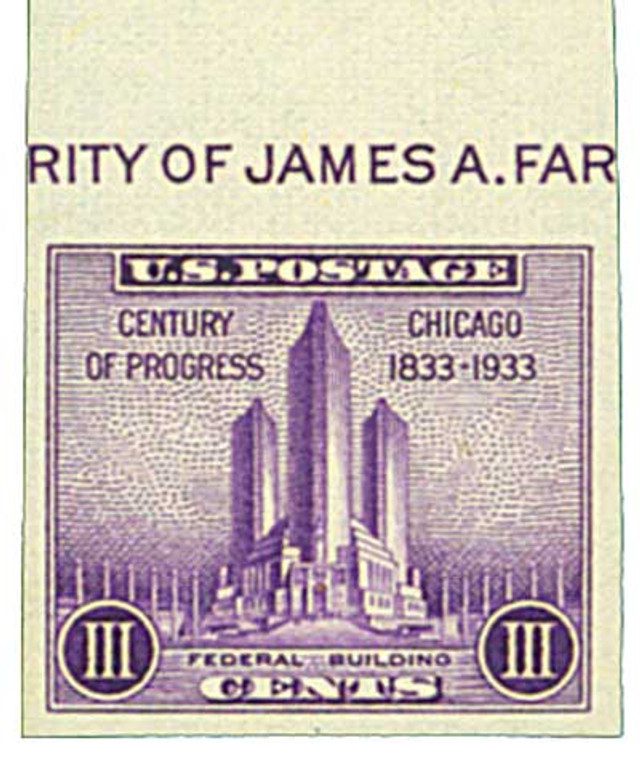 #767a - 1935 3c Federal Building, no gum, imperf single